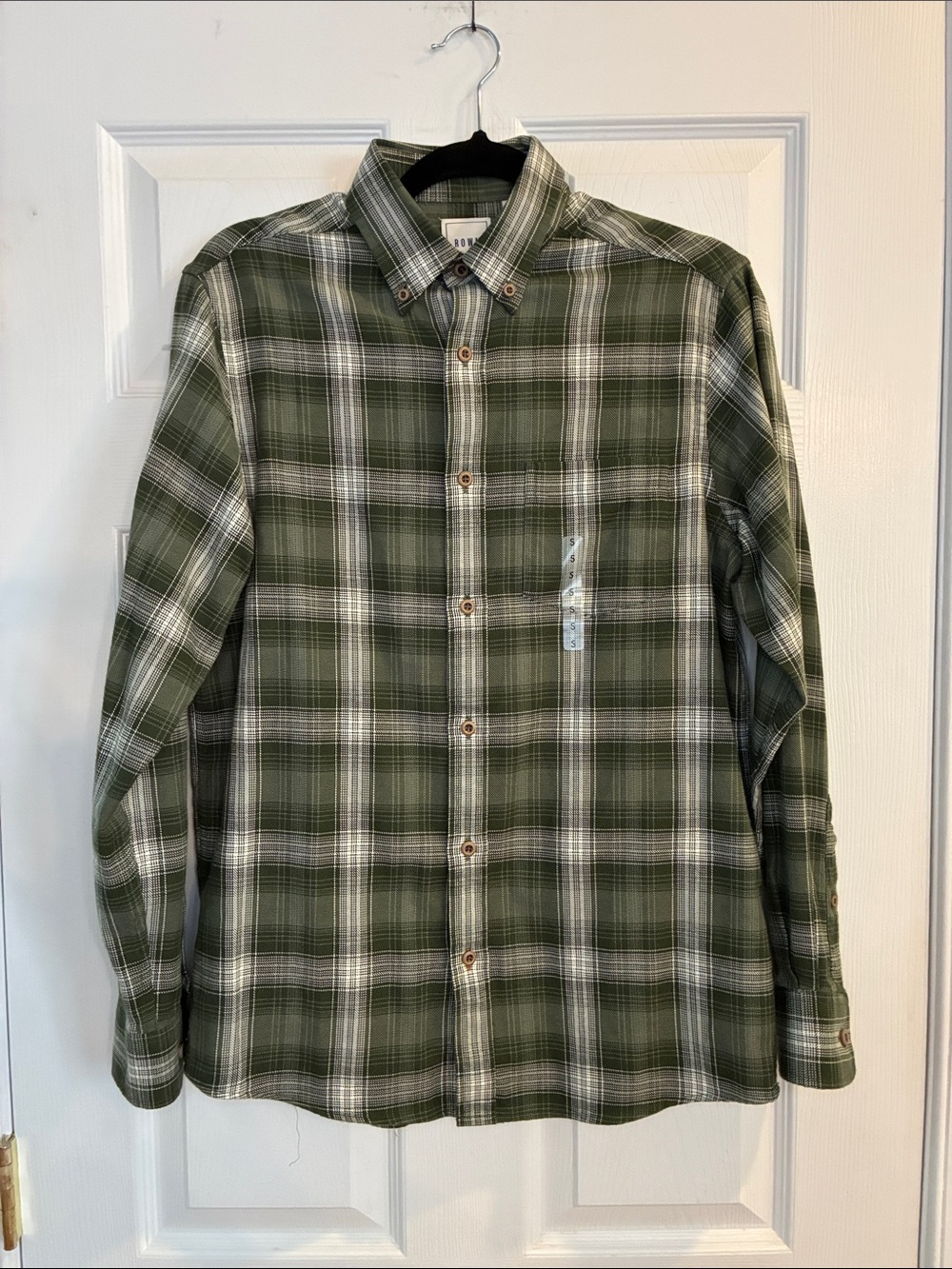 ROWM Men's Green Plaid Button-Down Long Sleeve size Small